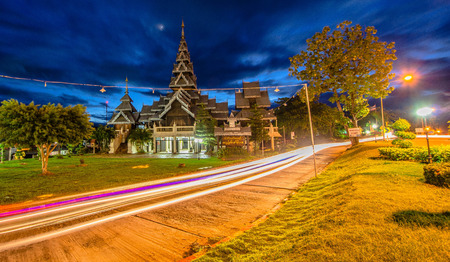 the Museum of Antiques  at night, mae hong son Thailandのeditorial素材