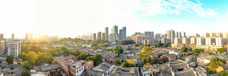 Aerial photography of ancient architectural complexes in Shangxiahang Historical and Cultural...