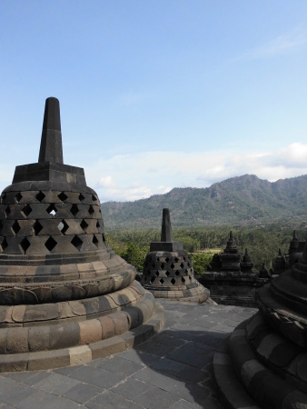 borobudur, biggest budhist temple placed in indonesiaの写真素材