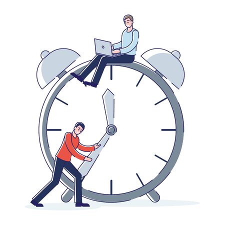 Concept Of Time Management And Deadlines. Business Office People Try To Follow Set Deadlines In...
