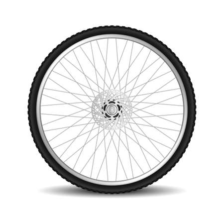 Realistic bicycle tire wheel isolated on white background. Mountain bike wheelのイラスト素材
