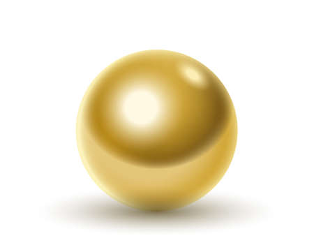 Golden ball with shadow isolated on white background. Realistic metal ball 3d sphereのイラスト素材
