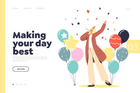 Holiday event planning concept of landing page for event agency serviceのイラスト素材