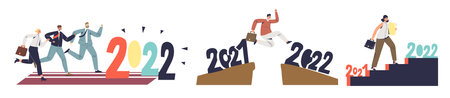 Businesspeople move for 2022 opportunities of development strategies and plans for business successのイラスト素材
