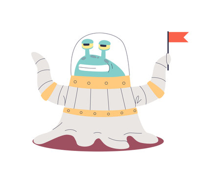 Cute monster character. Friendly monster cartoon from cosmos space ship on white backgroundのイラスト素材