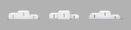 Winner pedestal with first second and third places. Champions platform templates. White podiums setのイラスト素材