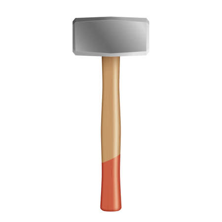 Realistic hammer sledgehammer tool with wood handle isolated. Renovation equipment toolのイラスト素材