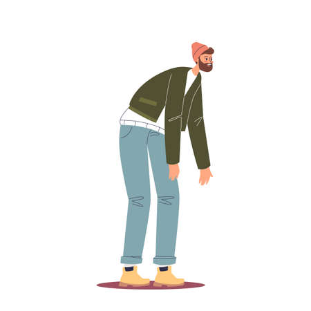 Surprised excited man staring with astonishment in eyes. Young guy surprise reactionのイラスト素材
