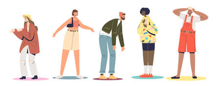 Set of surprised and amazed people reactions on stress situation and amazementのイラスト素材