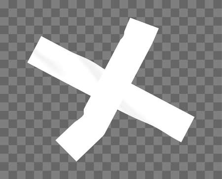 White adhesive plastic tape piece cross for fixing isolated on transparent backgroundのイラスト素材