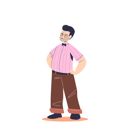 Man with restricted growth or dwarfism syndrome disease. Young short disabled male with disabilityのイラスト素材