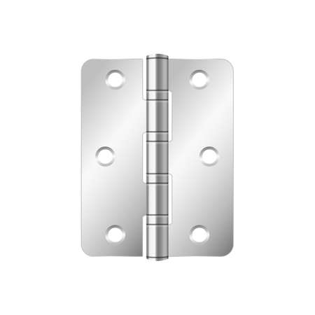 Silver door hinges realistic. Metallic mortise equipment for adjustable fixing apertureのイラスト素材