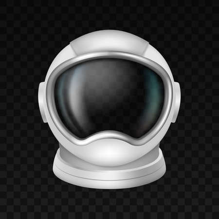 Astronaut helmet realistic, cosmonaut space suit front view. Pilot costume headwear elementのイラスト素材