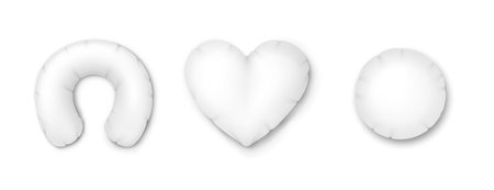 White pillows of different shapes. Blank orthopedic cushions for bedroom and travel sleepingのイラスト素材