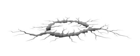 Ground crack, earthquake cracking hole, ruined land surface crushed texture. Destruction and splitのイラスト素材