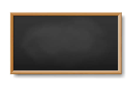 Rubbed dirty chalkboard. Realistic blackboard in wood frame. Empty chalkboard for school classのイラスト素材