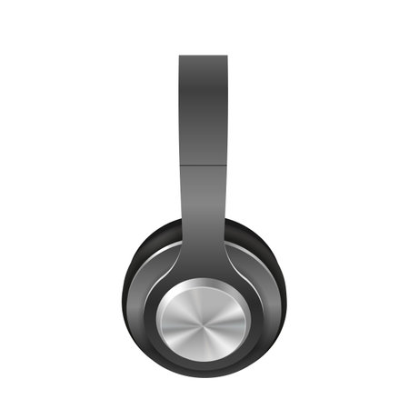 Headphones wireless electronic gadget. Headphones audio tool for listening dance musicのイラスト素材