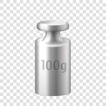 3d realistic metal silver calibration laboratory weight for 100 gram. Weights for mechanical scalesのイラスト素材
