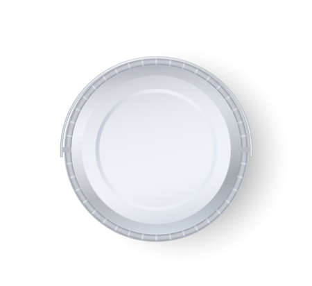 White plastic bucket for food products, paint, household, top view. Realistic packaging mockupのイラスト素材