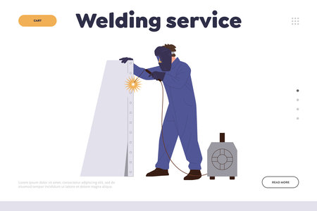 Landing page template offering professional welding service for manufactory, repair and maintenanceのイラスト素材