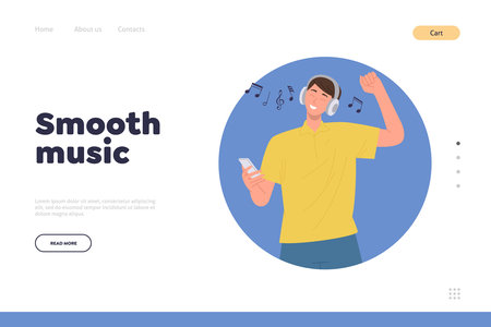 Landing page design template for online service offering smooth music for people recreation and restのイラスト素材