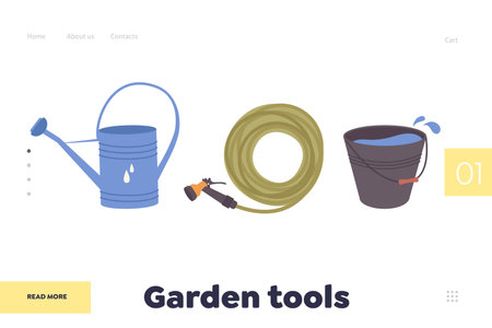 Garden tool landing page design template for online shop store service selling agriculture equipmentのイラスト素材