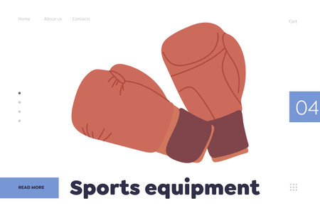 Sports equipment online shop store landing page template with boxing leather gloves designのイラスト素材
