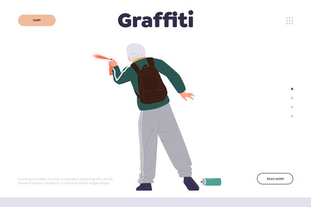 Landing page design template advertising graffiti street art creative hobby of teenage peopleのイラスト素材
