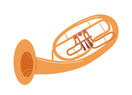 Acoustic trumpet wind brass instrument musical tool orchestra equipment isolated on white backgroundのイラスト素材