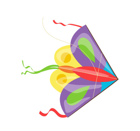 Children kite beautiful cartoon vibrant color toy or baby shower decoration isolated on whiteのイラスト素材