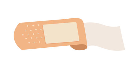 Adhesive bandage, medical plaster for wound protection from bacterial inflammation isolated on whiteのイラスト素材