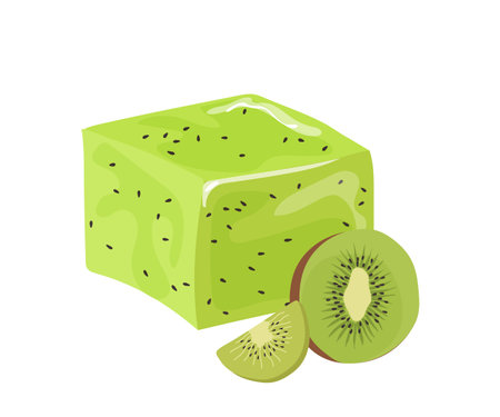 Natural handmade kiwi soap for skin care cartoon vector illustration isolated on white backgroundのイラスト素材