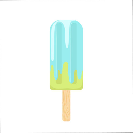 Cartoon ice-cream with sweet sugar topping colorful glaze delicious refreshment isolated on whiteのイラスト素材