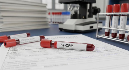 Laboratory blood samples and requisition form for testing.の素材