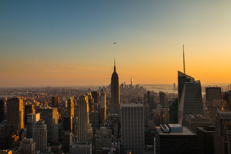 Cityscape of New York City Against Sky At Sunsetのeditorial素材