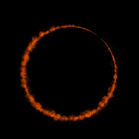 Fire circle. Ring of fire flame. Round fiery frame.