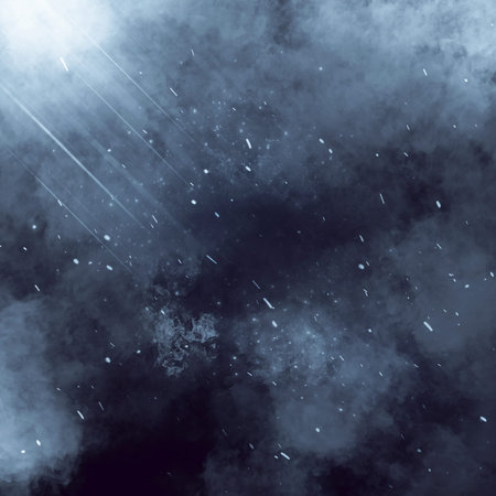 Falling snow on dark blue sky, stars, glitter, confetti, sparkles. Vector editable illustration,...