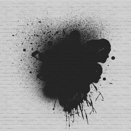 Black paint stroke copyspace on a cement block wall. Urban Grung