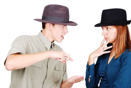 Two young adults are arguing with each otherの写真素材