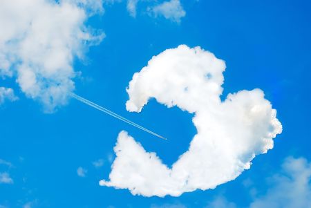 Broken heart shaped cloudの写真素材
