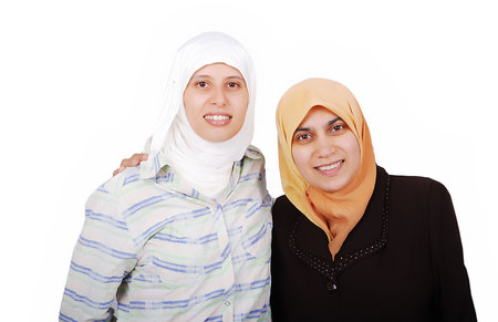 A young muslim women in traditional clothes isolatedの写真素材