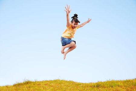 Beautiful scene of happy childhod in airの写真素材