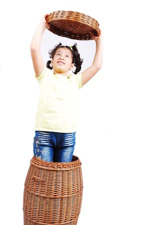 Playing in childhood in isolated backgroundの写真素材