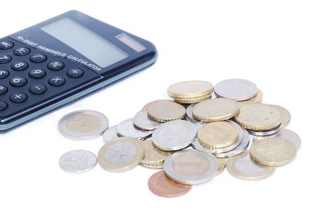 Many coins in one place isolatedの写真素材