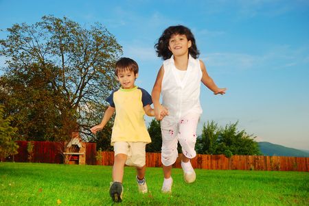 Beautiful green place and children activitiesの写真素材