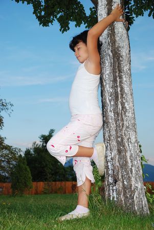 Beautiful green place and children activitiesの写真素材