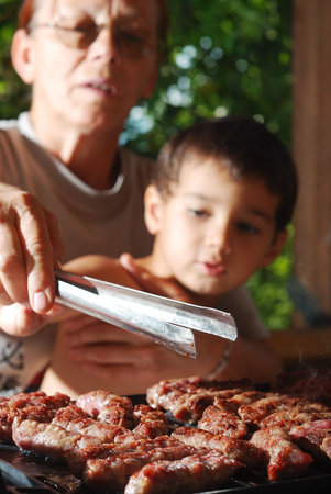 Cevap, a kind of rolled minced meat prepared on grill similar to Turkish kebabの写真素材