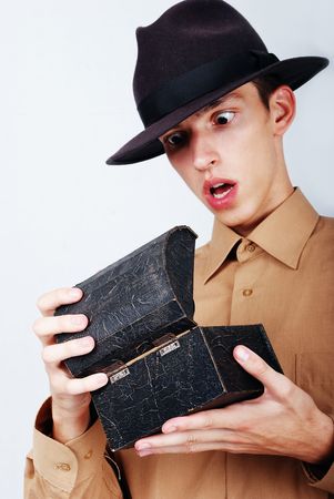 Very attractive young man with hat on his headの写真素材