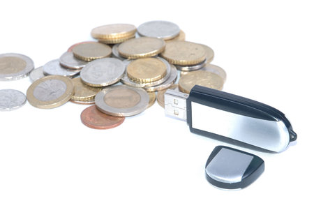 Coins details on the  isolated white background