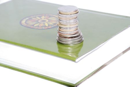 Coins details on the  isolated white backgroundの写真素材